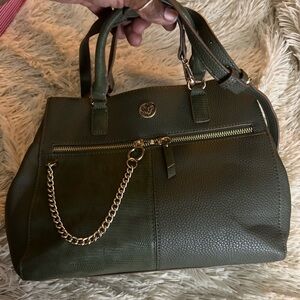 Elegant Olive Satchel with Gold Chain